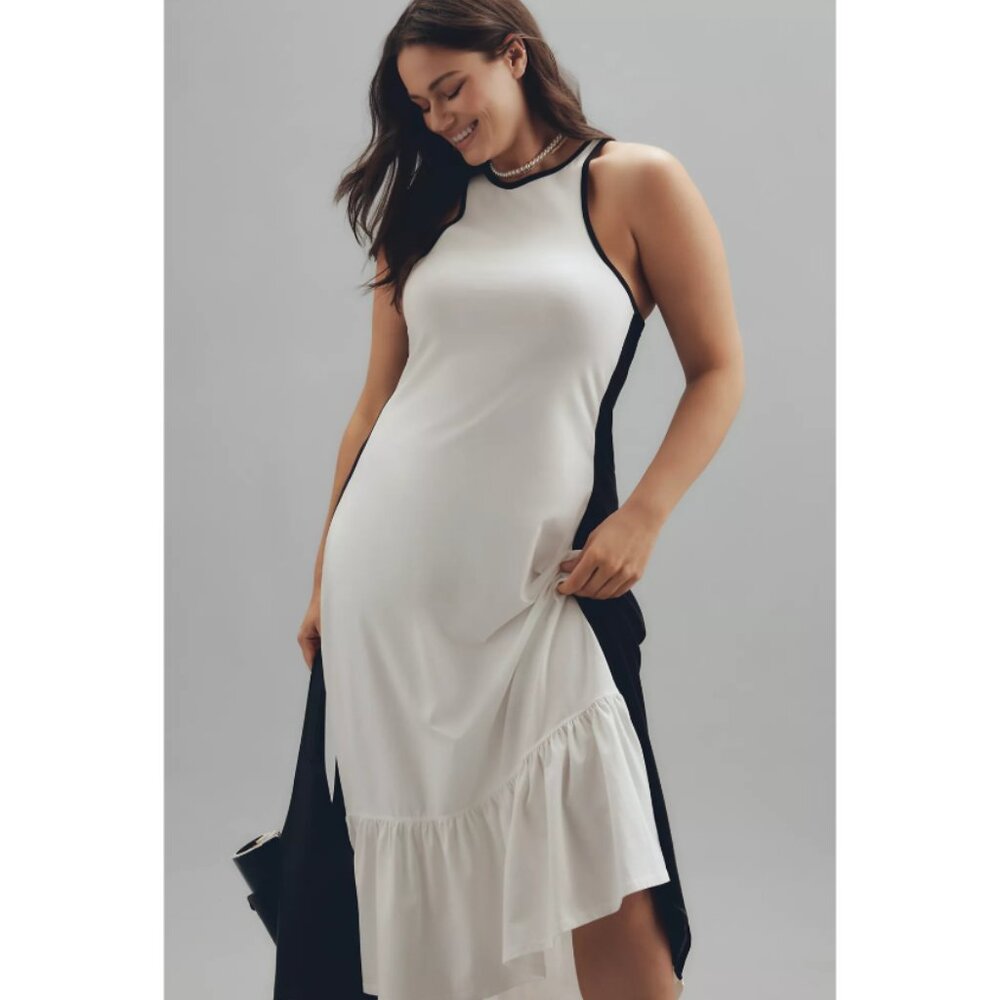 Anthropologie Plus Daily Practice Black & White Colorblock Racer Midi Dress 2X - Picture 6 of 6